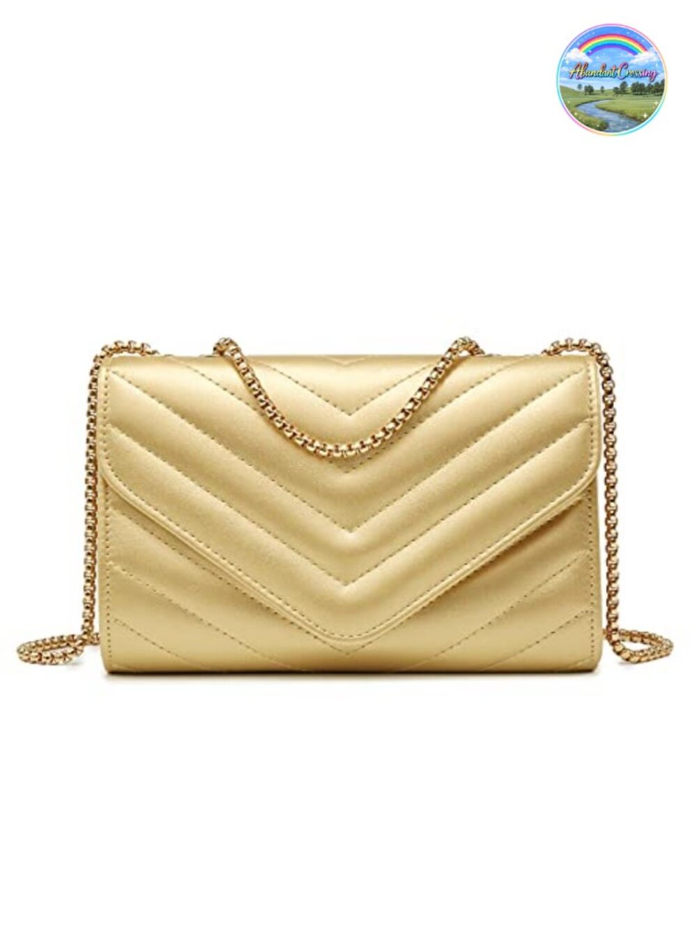 Quilted Crossbody Evening Clutch Purse Gold-Tone Chain Strap